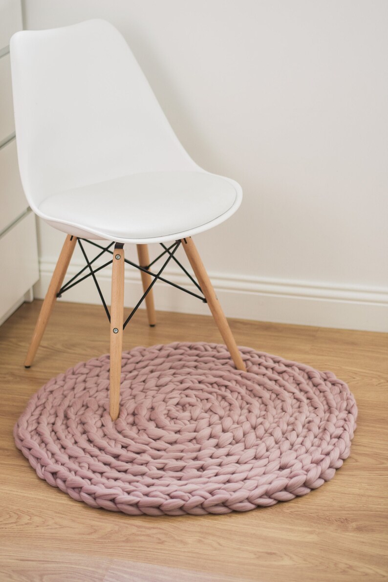 Chunky Knit Round Rug Etsy