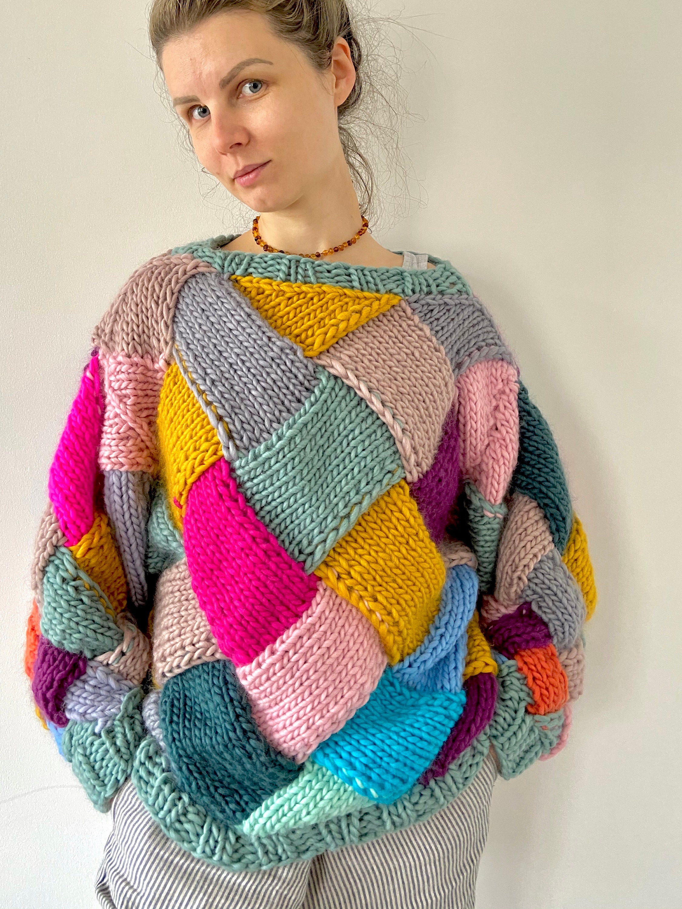 One of a kind Oversized merino wool jumper sweater cardingan