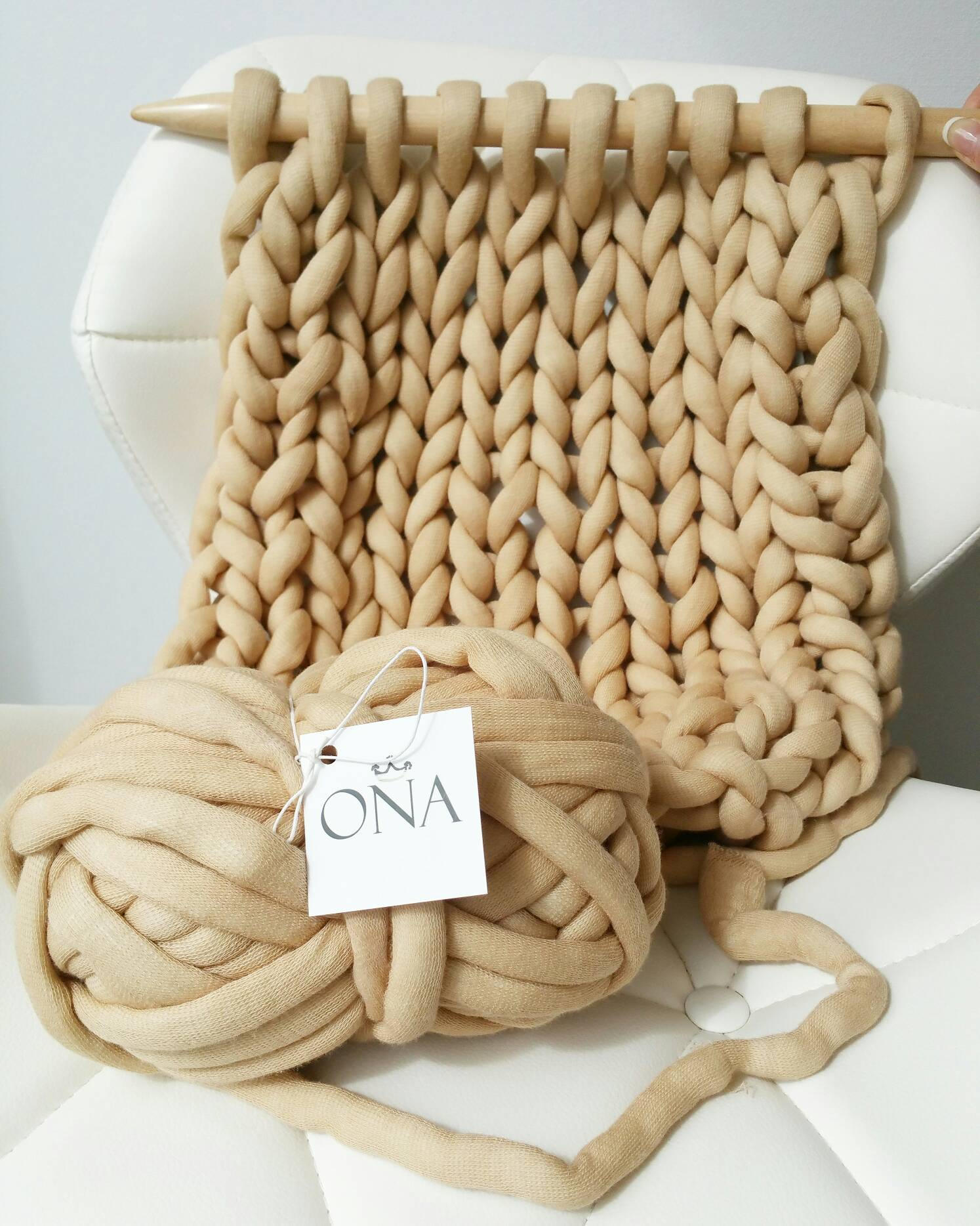 Jumbo Cotton Tube yarn Vegan Wool Beige Etsy