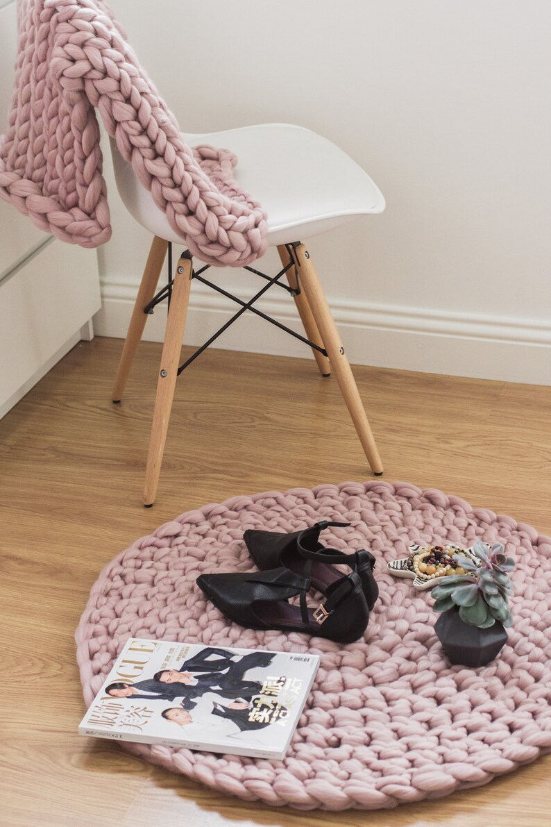 Floor Mat. Chunky Knit Round Rug Etsy