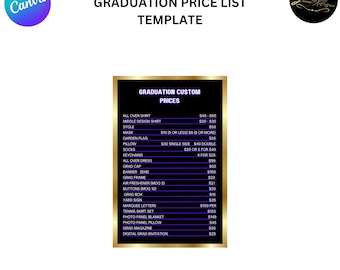 Plantilla de lista de precios de graduación: folleto editable de Canva
