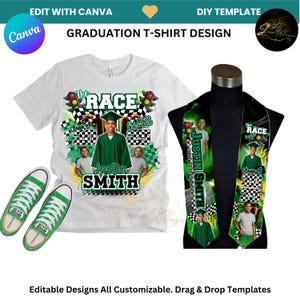 2025 Graduation T-Shirt & Stole Template Bundle: DIY Canva Editable Design image 1