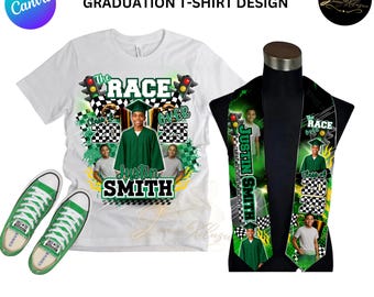 2025 Abschluss T-Shirt & Stola Template Bundle: DIY Canva Bearbeitbares Design