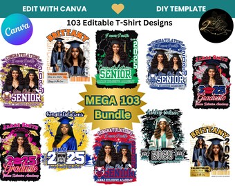 103 Senior Graduation 2025 T Shirt Design Mega Bundle Canva Editable Template