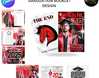 2025 Graduation Newspaper & Booklet Template Bundle: Senior Magazine Invitation (Canva Editable)