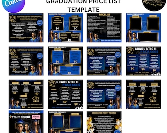 Plantilla de lista de precios de graduación: diseños editables de Canva