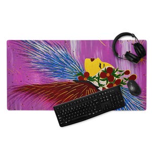 Virgo Gaming Mouse Pad, Vireluna Zodiac Desk Mat, Celestial Floral Art Office Decor by Iamlachicag LLC