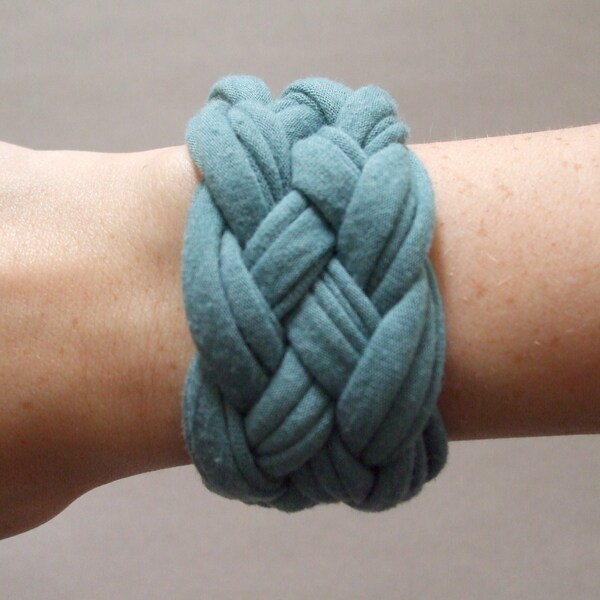 Fabric Bracelet - Light Blue Bracelet -  Braided Bracelet - Eco Friendly - Fabric Jewelry - T-Shirt Jewelry - Allergy Free Jewelry