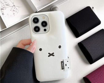 Minimalist Miffy iPhone Case | Cute Bunny Leather Phone Cover | Aesthetic Coquette Kawaii Case | Soft Protective Gift for Her