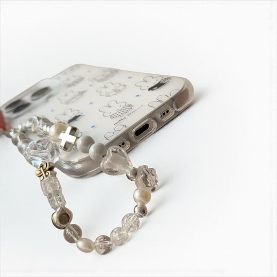 Miffy iPhone Case With Beaded Strap – Minimalist Black & White
