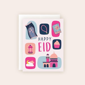 Cartão de felicitações colorido Eid, cartão Eid Mubarak para impressão, download digital de cartões de felicitações islâmicos, Eid 2025, presente islâmico, cartão Eid 5x7 A6 4x6