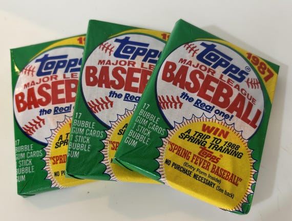 3 Packs 1987 Topps Baseball Cards Unopened Wax Packs - Etsy