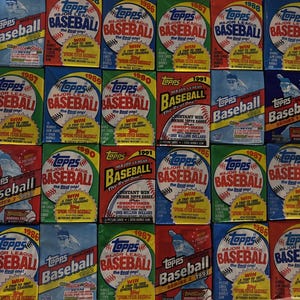 10 pacchetti di cera da baseball Topps Vintage non aperti di metà anni '80/inizio anni '90 (oltre 150 carte)