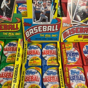 Carte da baseball vintage del 1986, mai aperte, confezione di carte Topps MLB, confezioni di cera Topps mai aperte degli anni '80