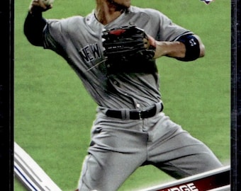 May include: A Topps baseball trading card featuring Aaron Judge of the New York Yankees in a grey uniform, throwing a baseball while wearing a black glove. The card includes an RC rookie logo, an ASG emblem, and the text Aaron Judge New York Yankees.
