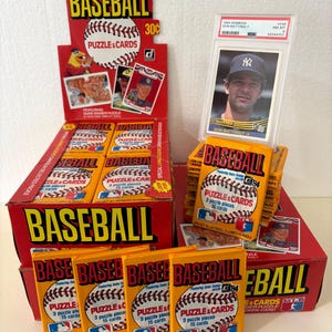 Confezione di cera sigillata Donruss Baseball del 1984, una dalla scatola