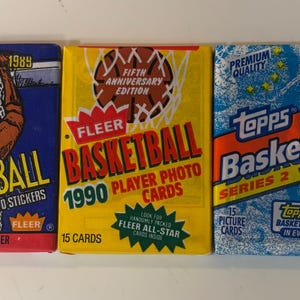 3 paquetes de cera de baloncesto de la NBA de 1989 a 1992