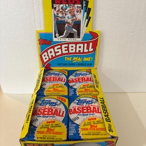 3 pakken vintage honkbalkaarten 1986 ongeopende topps MLB topps nooit geopende kaarten jaren 80 waxpack jaren 80