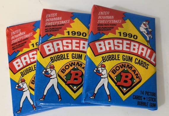 3 Packs 1990 Bowman Baseball Cards Unopened Wax Packs - Etsy