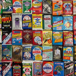 30 paquetes de tarjetas de béisbol vintage sin abrir, paquetes de cera, Topps, Fleer, Donruss Score y más