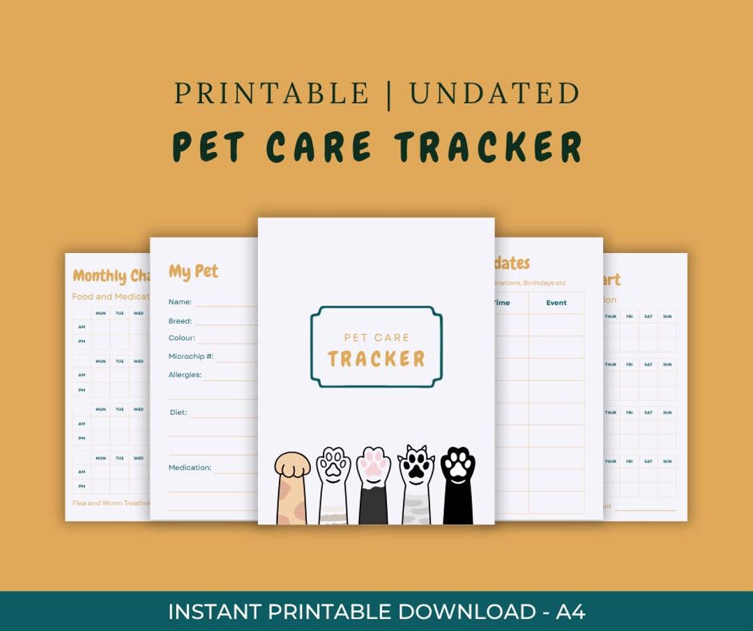 Pet Care Tracker Printable • 15-page Digital Download • Feeding ...