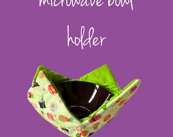 Soporte para recipiente para microondas / Reversible, 100 % algodón, lavable a máquina