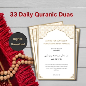 Wydrukowane karty islamskich modlitw Dua - Codzienna modlitwa edukacyjna Koranu - Prezent na Dzień Matki - Pobieralne arabskie modlitwy Dua
