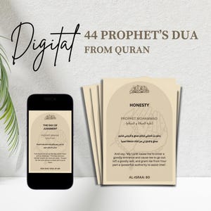Dua del Profeta Quotidiano - Versetti del Corano stampabili, biglietti di auguri Duaas per la Festa della Mamma - Suppliche per bambini musulmani, download immediato