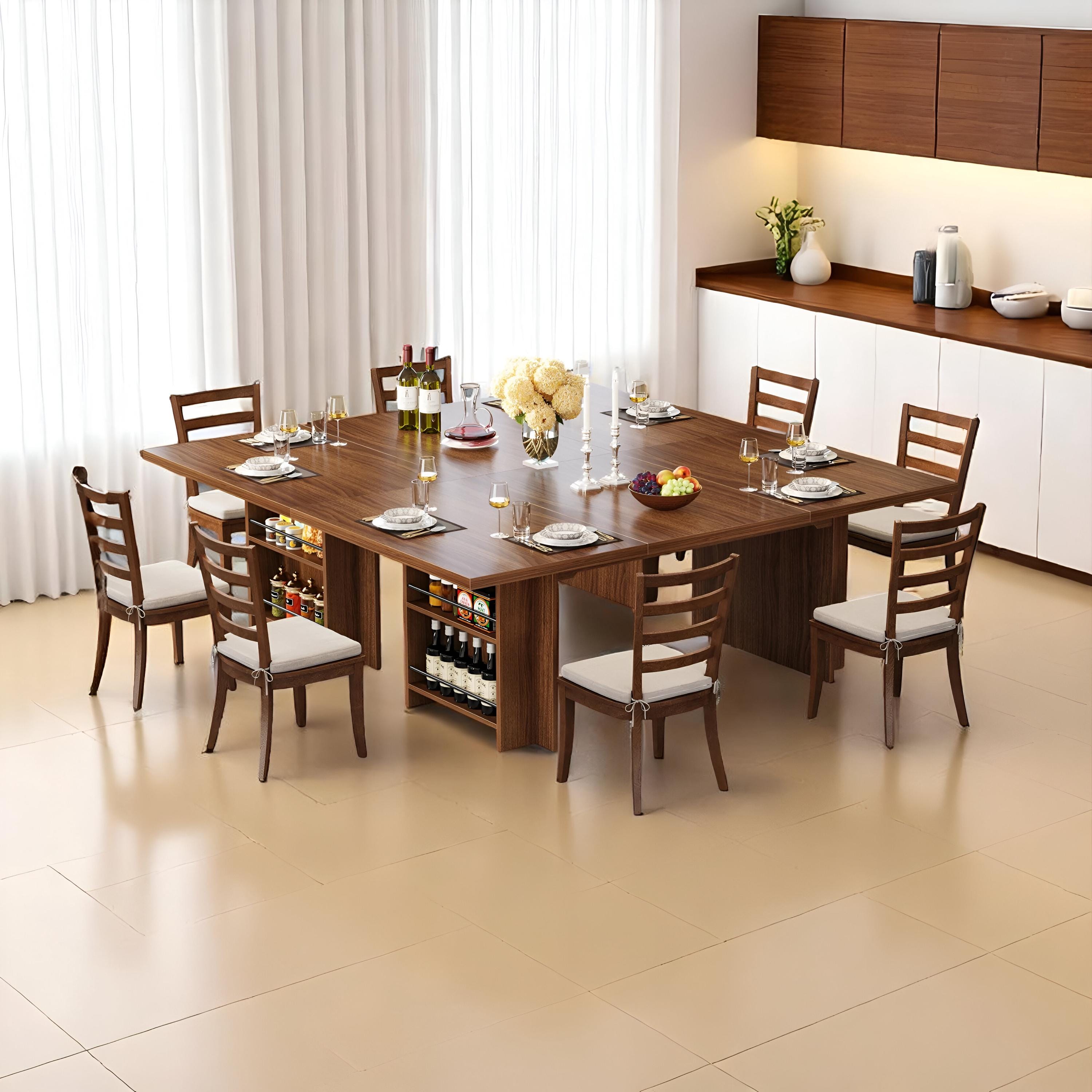Dining Table for 6 to 8 – 63 Inch Rectangular Wooden Kitchen Table With ...