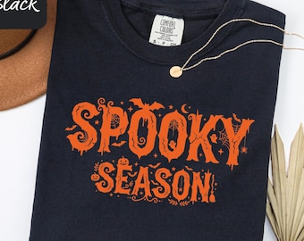 Spooky Season Halloween Shirt, Orange Halloween Tee, October Spooky, Autumn Horror, October Vibes, Creepy Cute Tee, Spooky Halloween