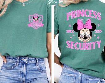 Princess Security Pocket Print Minnie Shirt, Birthday Girl Family Shirt, Custom Year Tee, Minnie Inspired Front Back Party Gift Shirt