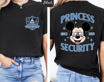 Princess Security Pocket Print Mickey Mouse Shirt, Front Back Party Shirt, Birthday Group Shirt, Birthday Princess Security Shirt