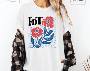 コンフォートカラーズ フローラル フェミニスト シャツ：レトロな反トランプTシャツ