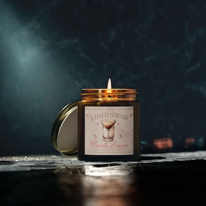 Fluwelen espresso-martinikaars – luxe geurkaars sojawascocktail – handgemaakte koffiegeur. Cadeau ontspannende spa-ervaring