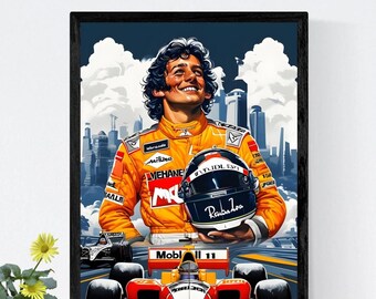 アイルトン・セナ モナコ 絵画：フォーミュラ1モータースポーツアート