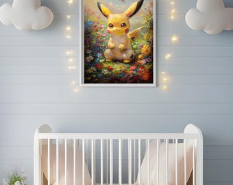AI-Pokemon Fan Art Pikachu Illustration – Fantasy Digital Print, Printable Wall Art (Instant Download)