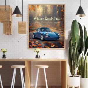 Porsche 911 Adventure Poster: Timeless Wall Decor for Porsche Lovers&quot;Classic Porsche 911 Art Print A Vintage Porsche 911 Adventure P