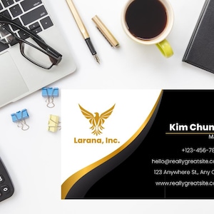 Black Gold Business Card Digital, Customizable Professional Card, Networking Essential, Office Supplies