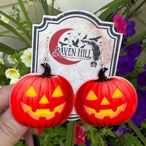 Glowing Jack-O’-Lantern Earrings | UV Light Reactive Halloween Jewelry