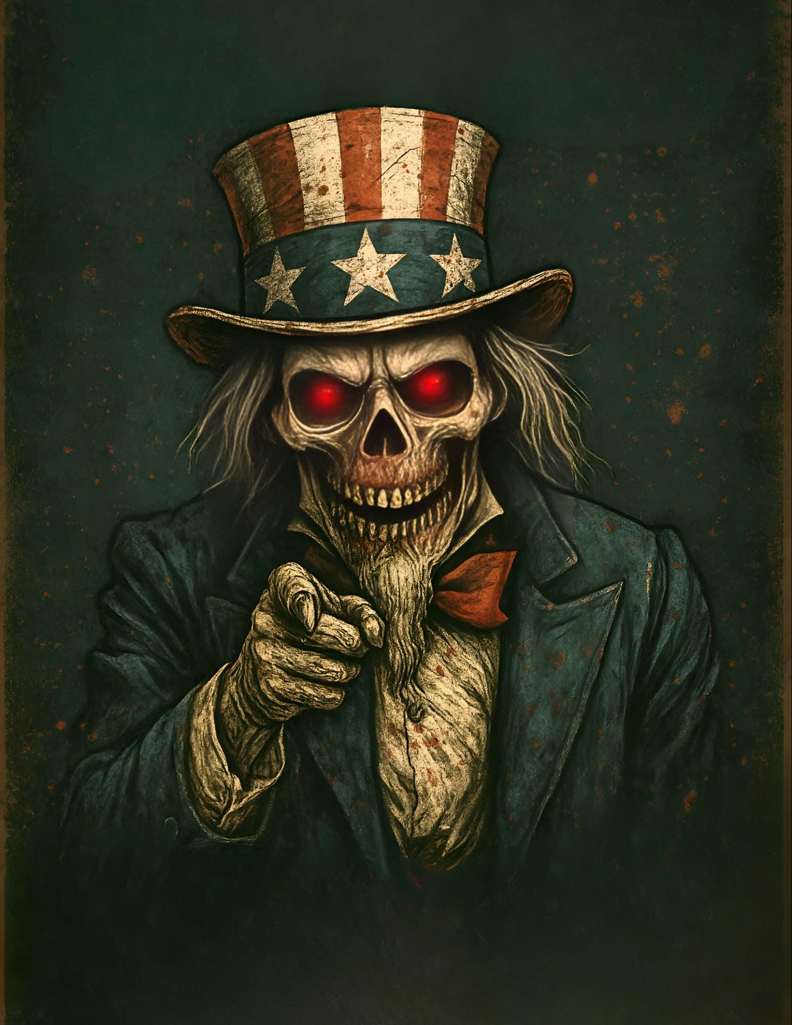Creepy Uncle Sam Horror Art Print: Gothic 4th of July (PNG File