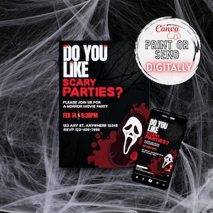 Scream Ghostface Movie Party Invitation: Editable Horror Movie Invite (Digital Download)