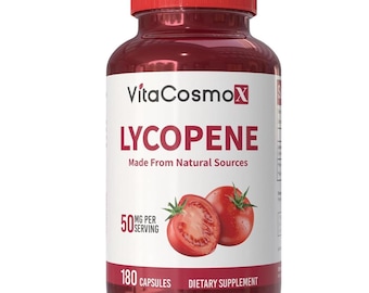 VitaCosmoX Lycopene Supplements - 180 Capsules, Vegan, and GMO-Free