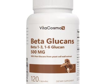 VitaCosmoX Beta-Glucan 1-3, 1-6 Supplements- 120 Capsules, Gluten-Free, GMO-Free & Vegan