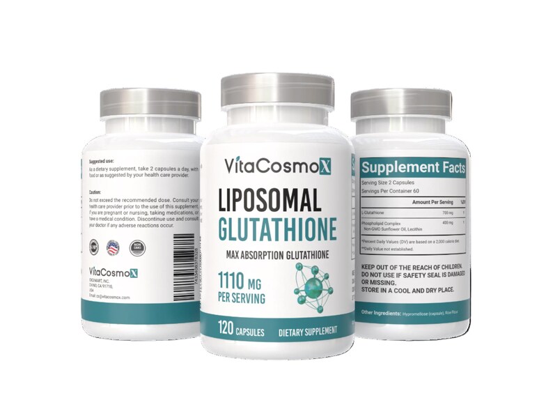 VitaCosmoX Liposomal Glutathione Supplements - 120 Capsules, Vegan & GMO-Free 画像 7