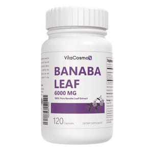 VitaCosmoX Banaba Leaf Extract 6,000mg, Vegan, Non-GMO, Gluten-Free, 120 Vegetarian Capsules