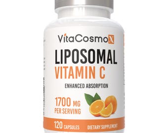 VitaCosmoX Liposomal Vitamin C Supplements - 120 Capsules, Gluten-Free, Vegan & GMO-Free