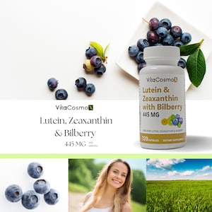 Suplemento de luteína, zeaxantina y arándano: Salud ocular, 120 cápsulas veganas imagen 2