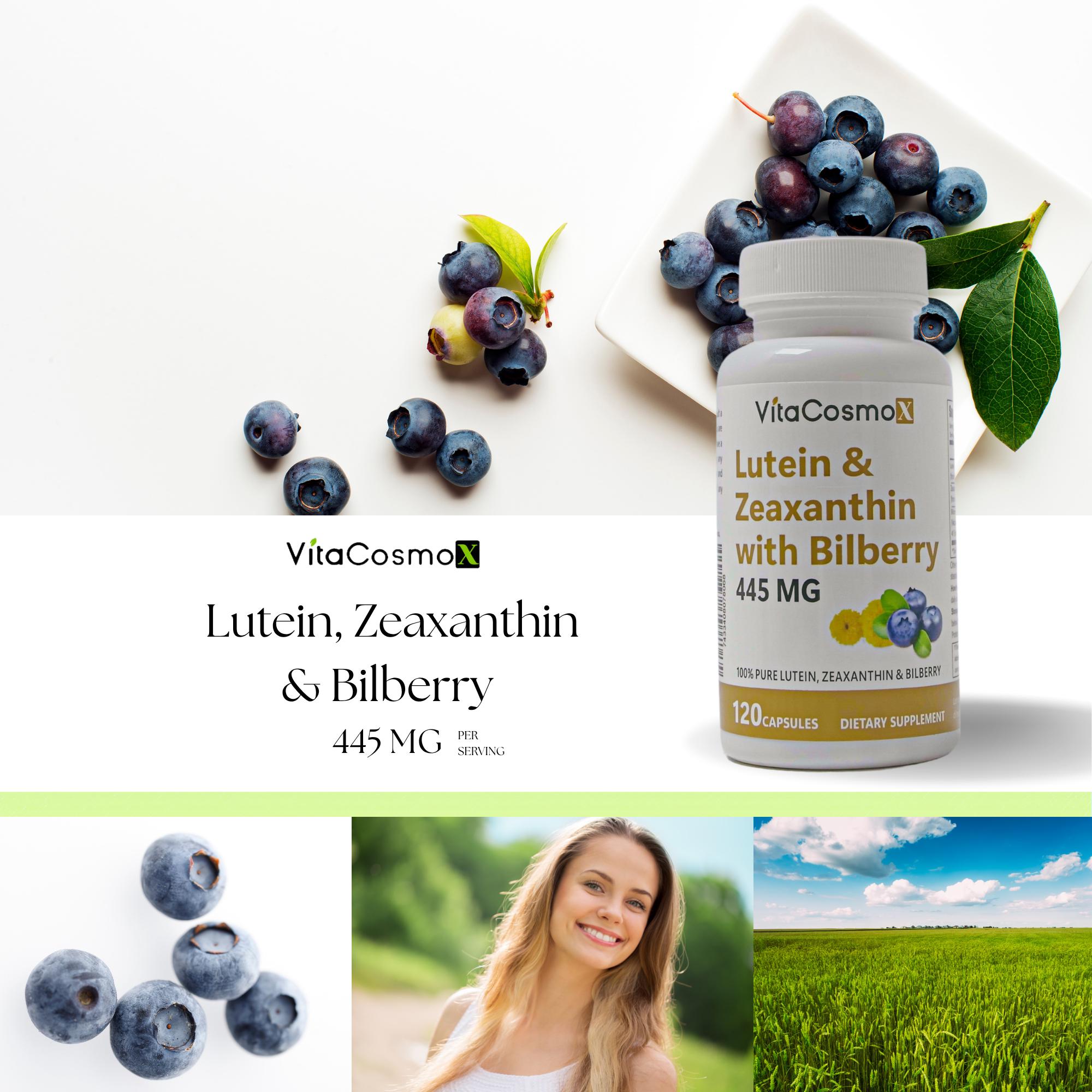 Lutein Zeaxanthin Bilberry Supplement: Eye Health, 120 Vegan Capsules ...