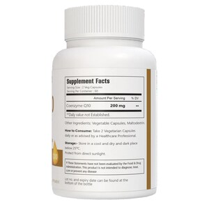 VitaCosmoX coq10 supplement fact side - 120 capsules