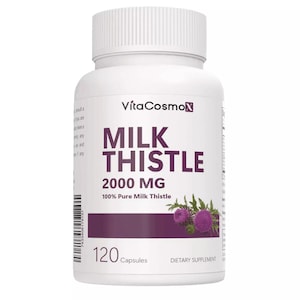 VitaCosmoX Milk Thistle Supplement - 120 Capsules, Gluten-Free, Vegan, and GMO-Free